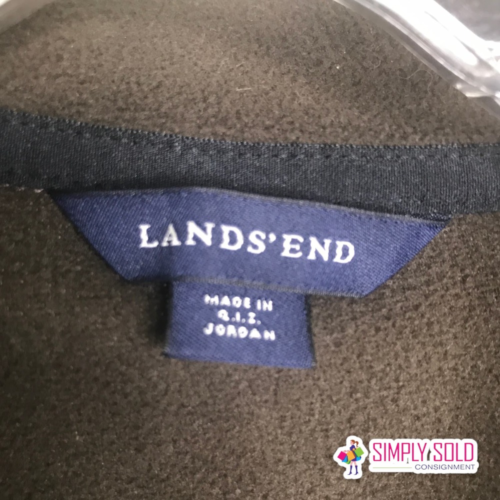 Lands' End Women's Fleece Jacket Therma Check Warm Quarter‎ Zip Brown Pullover M - Picture 3 of 8